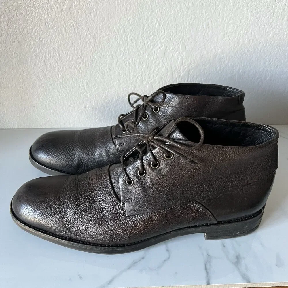 John Varvatos Mens Leather Chukka Boots Made In Italy Size 9 Dark Brown